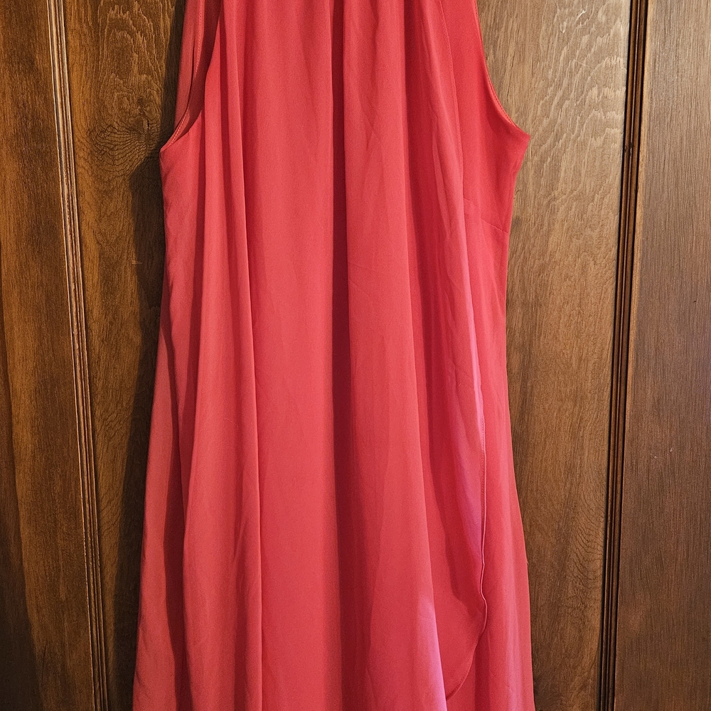 SLNY Vibrant Coral Midi Dress